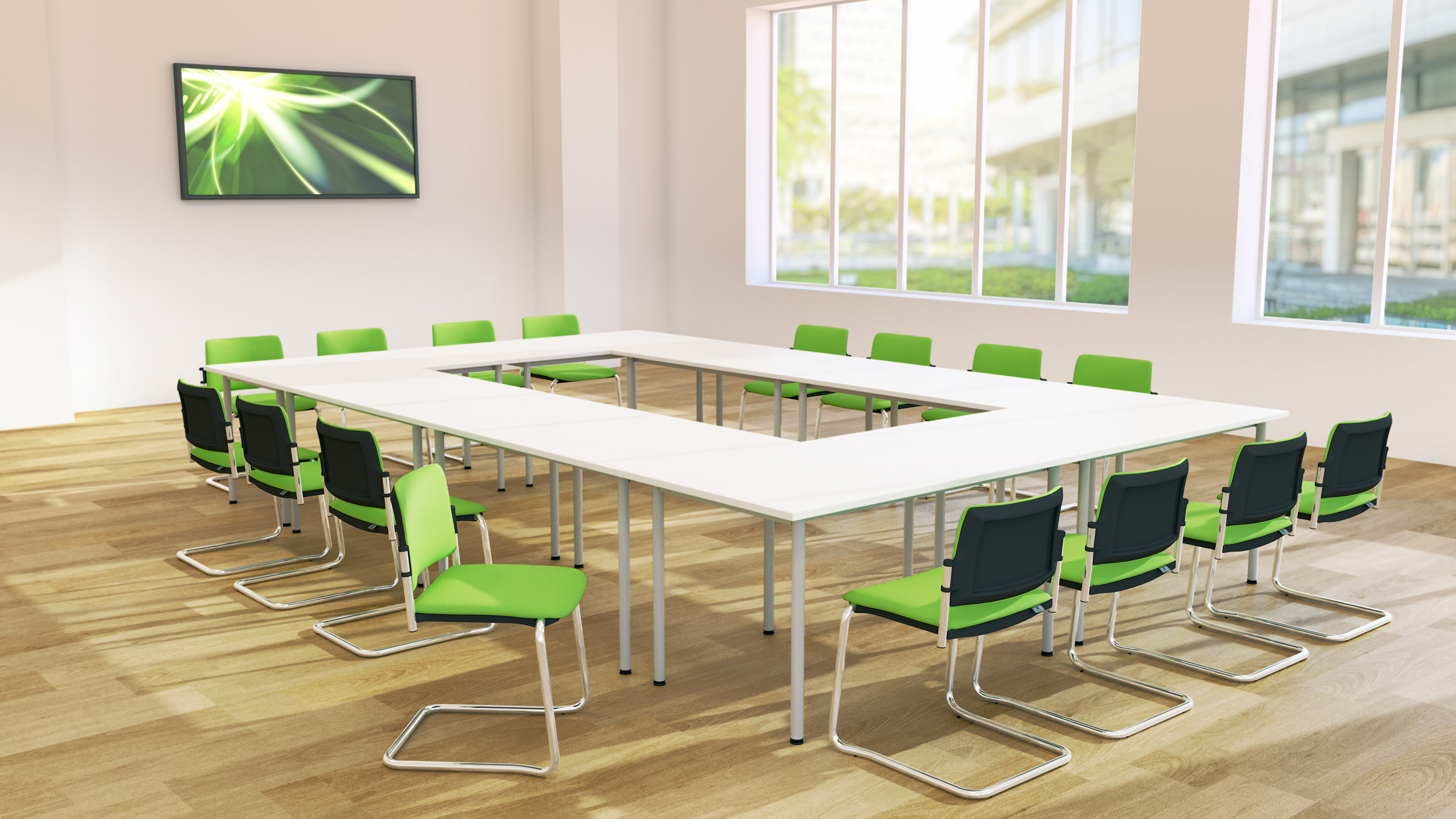 Durable Tables with Brandon Cantilever Chairs